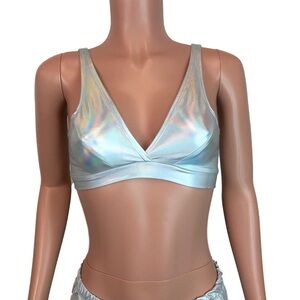Holographic Iridescent Crop Top Bralette